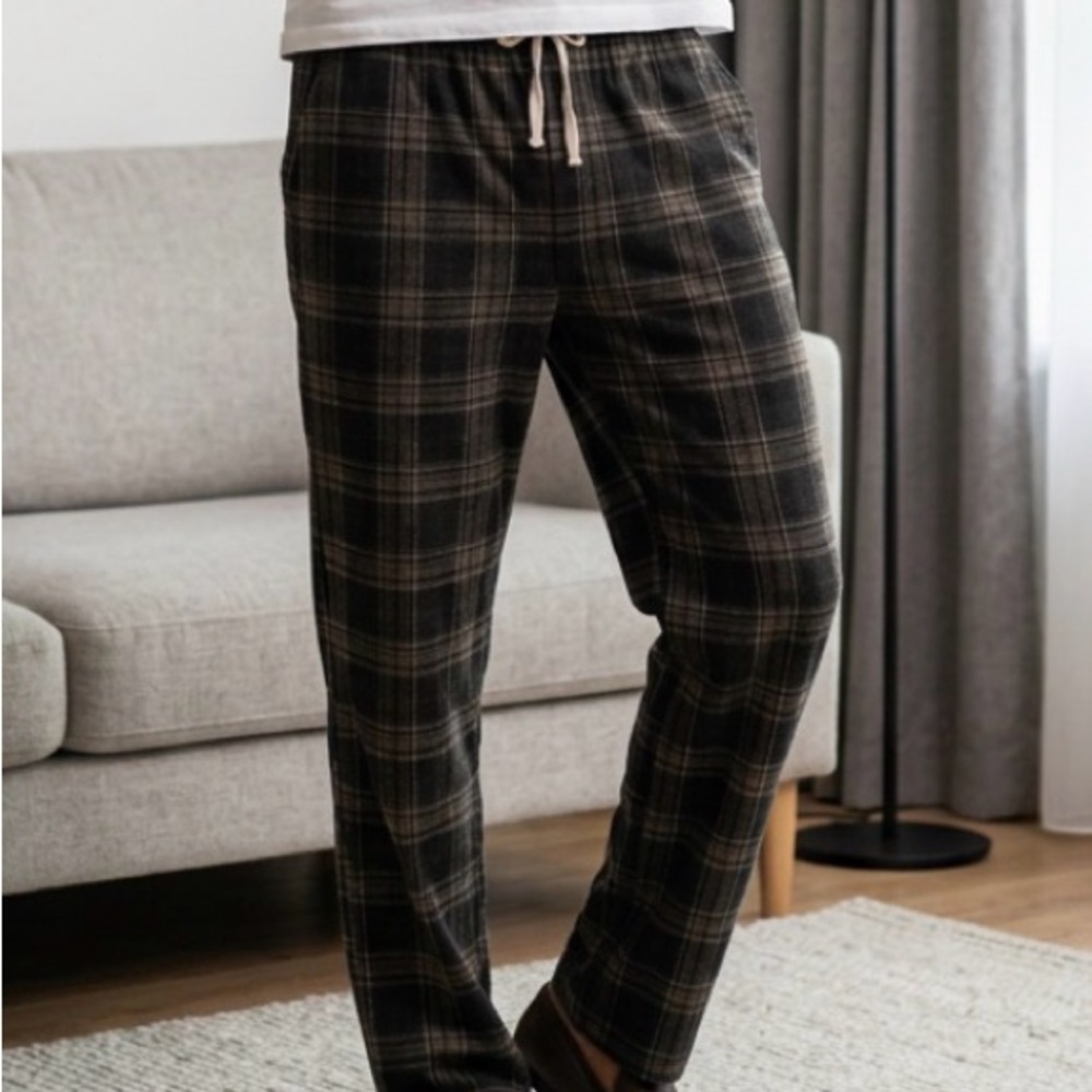 dip Men's Charcoal Plaid Dress Pants
